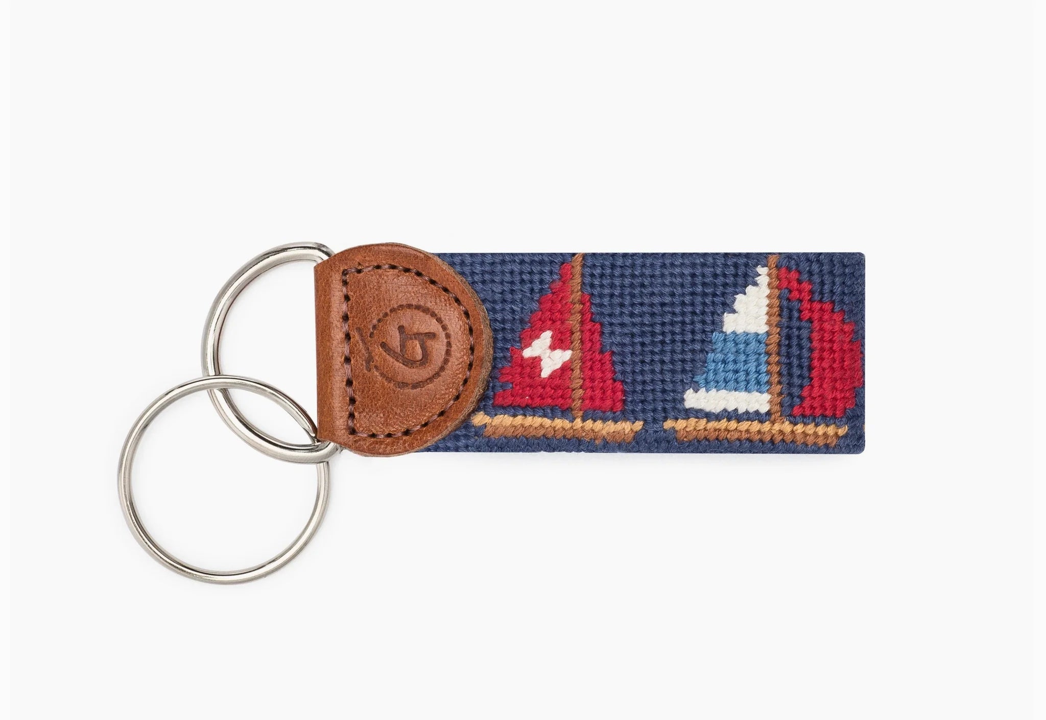 Sailboats Needlepoint Keychain