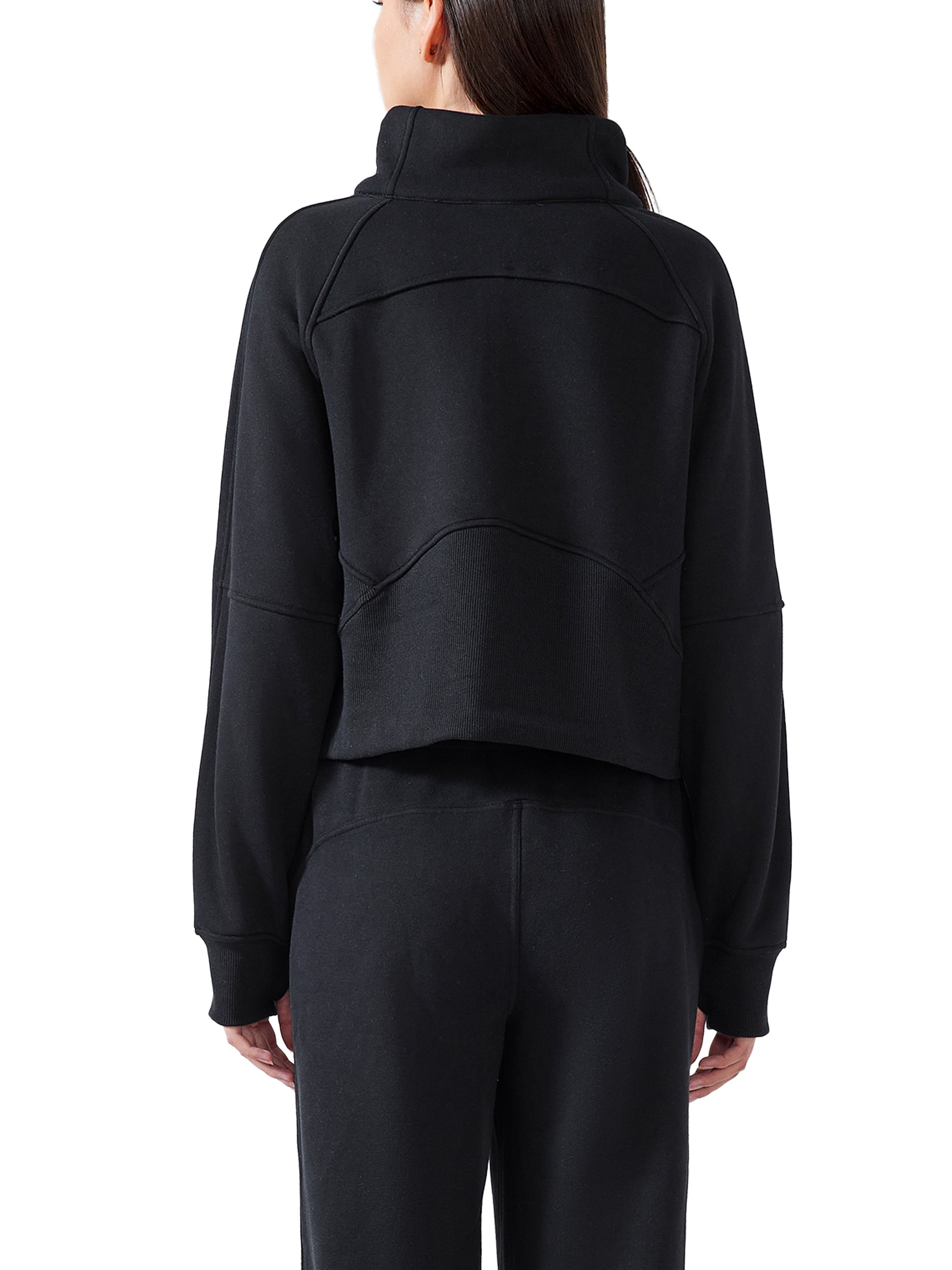 Essentials Navy Cropped Half-Zip Sweatshirt- MYC